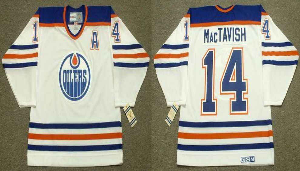 2019 Men Edmonton Oilers #14 Mactavish White CCM NHL jerseys